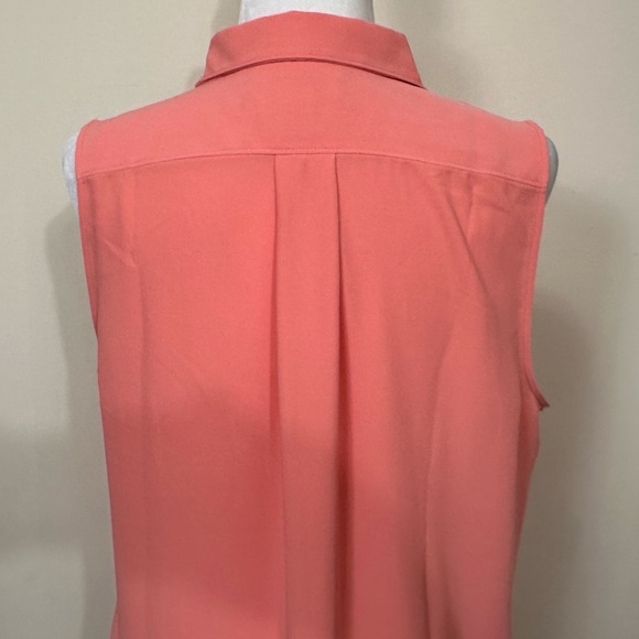 NWOT Rachel Zoe Polyester Pink Orange Loose Fit Sleeveless Button Down Shirt L - Picture 10 of 15